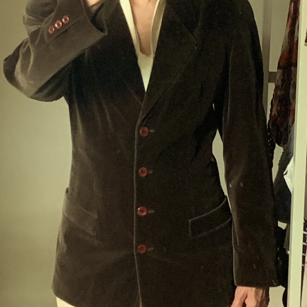 Luxurious Brown Velvet Blazer Size 10 from 1980s Worn About Once
